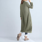 Womens Loose Fitting Minimalist Elegant Cotton Overalls With Pocket - Long Sleeve Casual Overalls - Winter Loose Overalls For Women