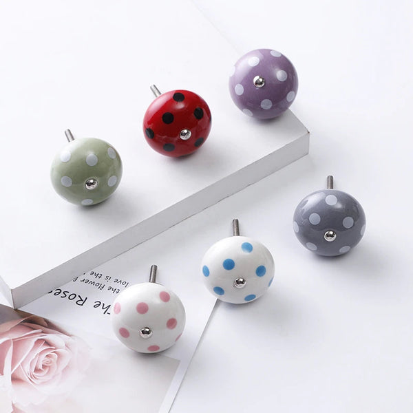 Round Ceramic Knobs Dotted Multicolor Multidesign Ceramic Door Knobs Kitchen Cabinet Drawer Pulls Hardware Knobs Cabinet Knobs Drawer Knobs