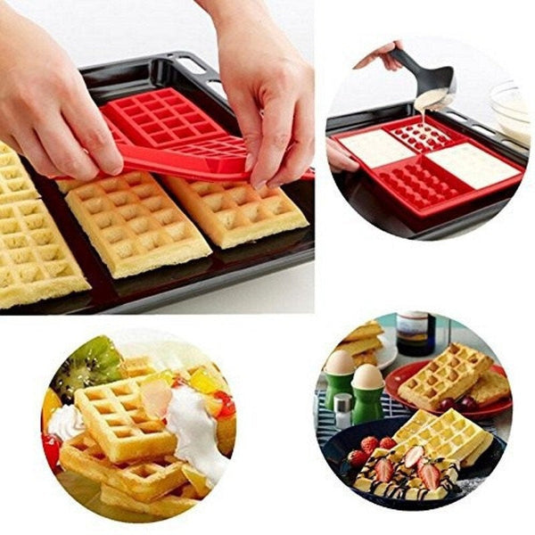 Acuan Silikon Wafel - Bentuk Hati - Bentuk Segi Empat - Acuan Biskut Kek Fleksibel Acuan Coklat Acuan Sabun Acuan Lilin Acuan Gula-gula