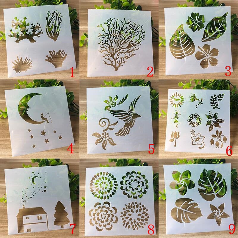 สเตนซิลใบไม้เขตร้อน, สเตนซิลดอกไม้, ยืดหยุ่น, ใช้ซ้ำได้, ของตกแต่งผนัง, ของตกแต่งบ้าน, ทาสีเฟอร์นิเจอร์, ทำการ์ด, สเตนซิลงานฝีมือ DIY