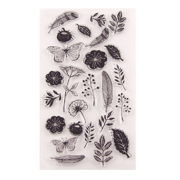 Flower Stamp, Floral Clear Transparent Stamp, Plant Clear Stamp Sheets, Planner Bullet Journal, Scrapbooking, Nature, Greenery, Diy