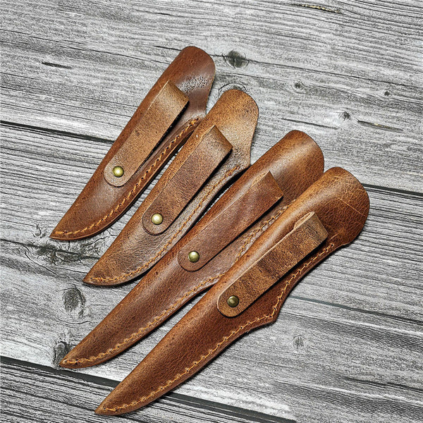 Leather Knife Sheath - Vertical Knife Sheath With Snap Buckle - 13 cm 19 cm 23 cm