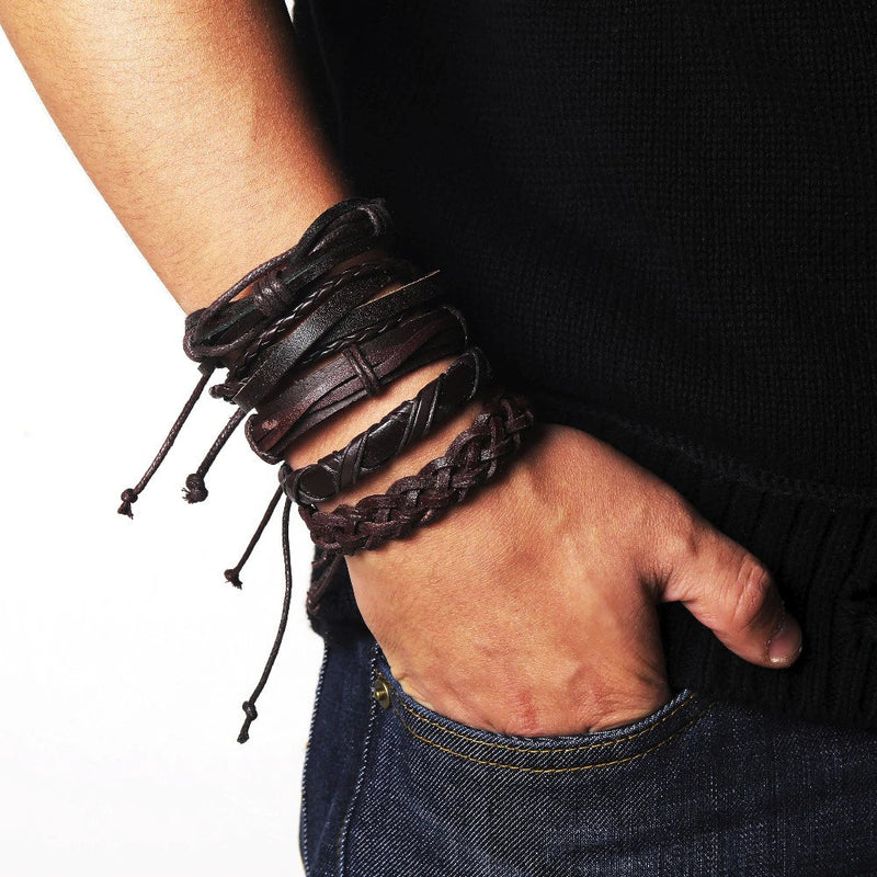 กำไลหนังพันข้อมือสำหรับผู้ชาย - กำไลผู้ชาย - กำไลหนังผู้หญิง - กำไลหนัง - กำไลโบโฮ ของขวัญสำหรับผู้ชาย แฟนหนุ่ม
