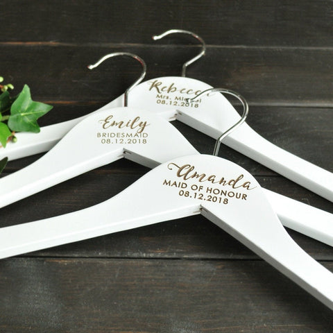 Personalized Bride Hanger - Bridesmaid Hangers - Wedding Dress Hanger - Bridal Dress Hanger - Wooden Engraved Hanger - Groom Groomsmen Gift