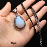 Gemstone Necklace - Crystal Stone Pendant - Aventurine - Tiger Eye - Opal - Rose Quartz - Lapis Lazuli - Malachite - Agate - Pendant