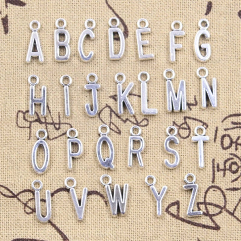 Alphabet Letter Charms Antique Silver Tone -  Initial Charms - Monogram Charm - Dainty Initials - Charm Pendant - Jewelry Making - DIY