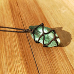 Flourite Wire Wrapped Pendant Necklace - Raw Crystal - Raw Stone Necklace - Green Fluorite Necklace - Blue Flourite Jewelry Chakra Healing