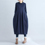 Womens Loose Fitting Minimalist Elegant Cotton Overalls With Pocket - Long Sleeve Casual Overalls - Winter Loose Overalls For Women