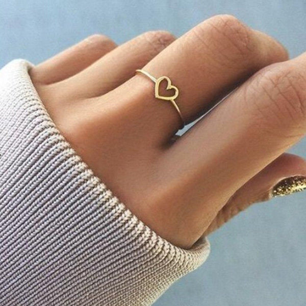 Heart Ring, Love Ring, Open Heart Ring, Heart Ring, Boho Ring, Gold Silver Rose Gold Stacking Ring, Hammered Ring, Minimalist Gift for her