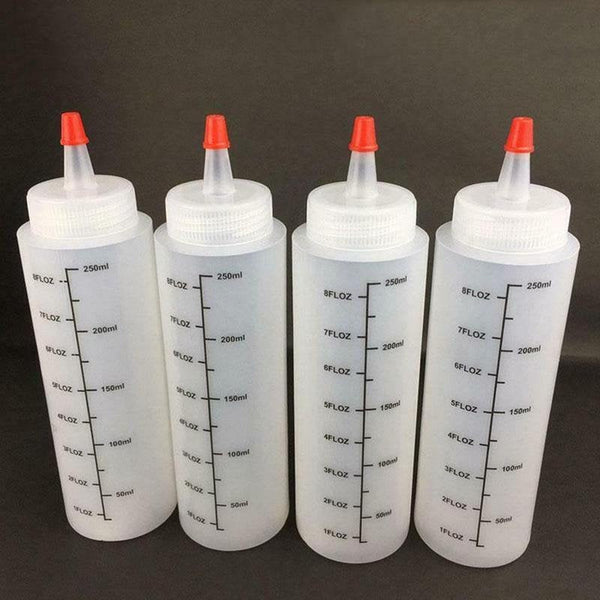 5 Pcs Plastic Squeeze Bottles with Tip Cap for Crafts, Glue, Henna, Paint, Yorker Caps, Measurements
