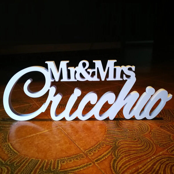 Panneau de nom de mariage personnalisé - Panneau de mariage personnalisé - Panneau Monsieur et Madame - Décor de table autonome - Panneau de nom de famille - Table de mariage