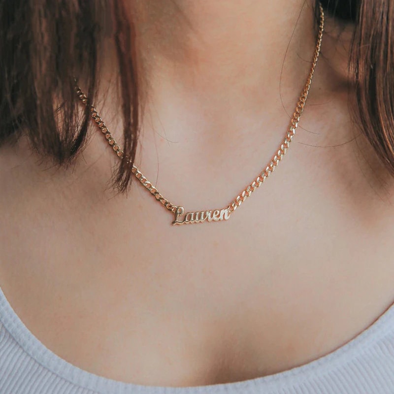 สร้อยคอชุบทอง 14K สั่งทำได้ - สร้อยคอชื่อส่วนตัวสำหรับผู้หญิง - ของขวัญสำหรับเธอ - ของขวัญวันเกิด - ของขวัญครบรอบ - ของขวัญคริสต์มาส
