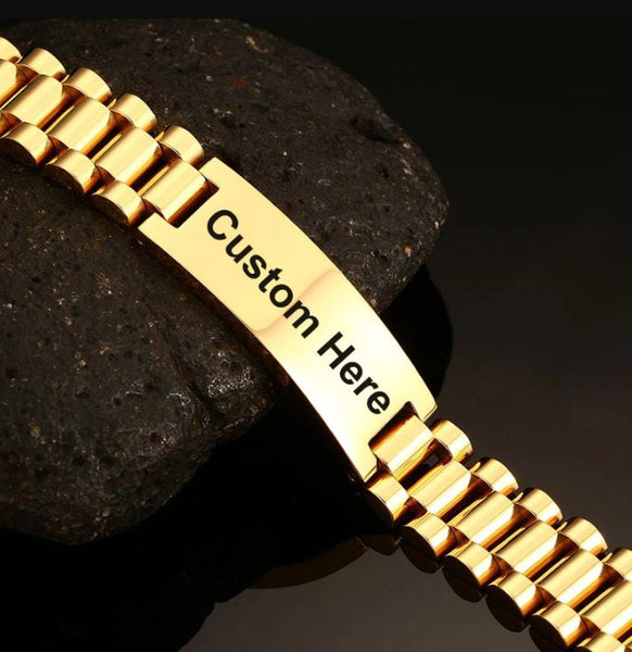 Pulseira Masculina Personalizada - Pulseira Personalizada para Homens - Presente para Ele, Pai, Marido, Namorado - Dia do Pai, Natal, Aniversário - Pulseira de Identificação