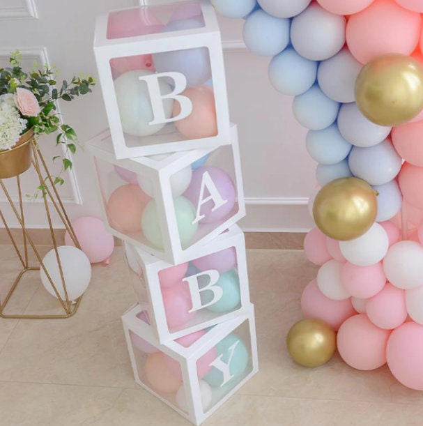 กล่องบอลลูน - กล่องบอลลูนโปร่งใสพร้อมตัวอักษร - กล่องใสสำหรับงานวันเกิด งานเลี้ยงเด็กแรกเกิด งานแต่งงาน งานเลี้ยงเจ้าสาว