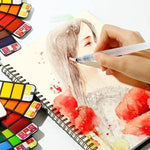 ชุดสีน้ำ - ชุดสีวาดภาพสีน้ำ - อุปกรณ์วาดภาพเดินทาง - จานสีสีน้ำ - ของขวัญสำหรับจิตรกร - ชุดศิลปะอควาเรล