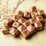 Ceramic Beads - Chinese Porcelain Beads - Cube Eads - Jewelry Necklace Making Making Spacer Beads