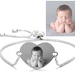 Custom Photo Bracelet - Personalized Photo Engraved Bracelet for Women - Heart Charm - Gift for Her Wife Girlfriend - Birthday Anniversary
