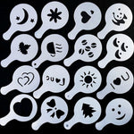 16 Pcs Coffee Stencil Set - Cappuccino Stencil -  Barista Tools - Cappuccino Schablone - Kaffee Schablone - Coffee Making - Coffee Lover