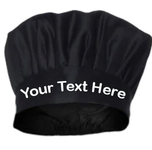 Custom Chef Hat - Black Personalized Chef Hat - Customized Text - Kochmütze Personalisiert - Bakers Cap - Cooks Hat for Men Women BBQ