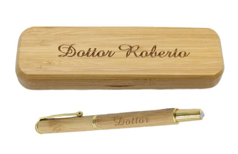 Custom Bamboo Pen with Case - Personalized Wood Pen Box - Personalized Fountain Ballpoint Pen - Boyfriend Husband Dad Gift - Wooden Pens
