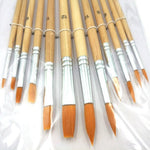 แปรงทาสี 12 ชิ้น - แปรงสีน้ำ - แปรงสีน้ำมัน - แปรงทาสีแบน - อุปกรณ์ศิลปินไม้ - ขนาด 2 4 6 8 10 12