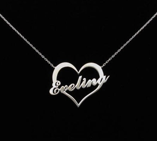 Personalized Heart Necklace - Custom Heart Name Necklace - Girlfriend Necklace - Gift for Her Wife - Friendship - Anniversary Present