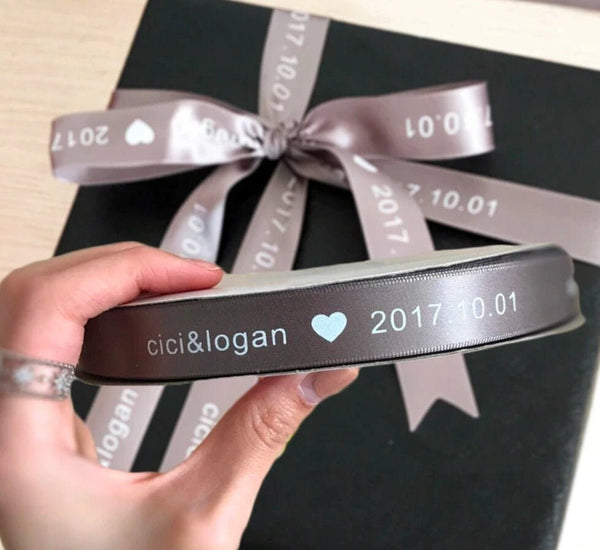 100 Yards Custom Satin Ribbon - Personalized Ribbon - Wedding Invitation Birthday Anniversary Shop Ribbon - Gift Wrapping - Printed Logo