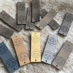 Aangepaste kledinglabels, leren labels voor handgemaakte items, gepersonaliseerde breilabels, haaklabels, kledinglabels, stoffen labels, naaien