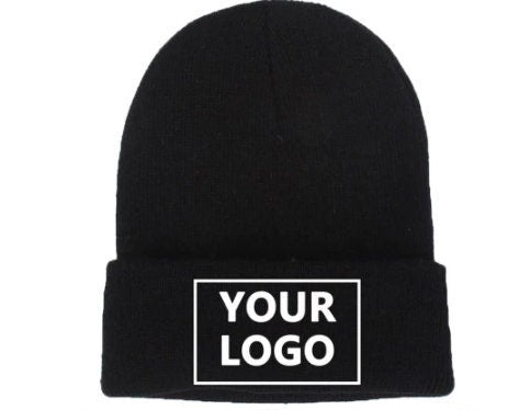 Custom Logo Beanie - Personalized Beanie - Men Women Name Winter Hat - Knitted Cap - Embroidered  Stitch or Printing - Ski Accessories Gift