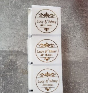 Custom Wedding Stickers for Favors, Gold Wedding Envelope Seals