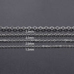 Jewelry Chain Iron Cable Style 5 Meter Length - 1.5 mm 2 mm 2.5 mm 3.5 mm Links - Gold Silver Black - Wholesale Bulk Flat Cable Chain