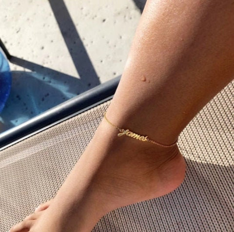 Custom Anklet, Personalized Anklet, Custom Ankle Name Bracelet, Initial Beach Jewelry Gift for Women,  Dainty Summer Custom Any Name