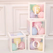 Krabice na balónky - průhledná krabice na balónky s písmeny - průhledné krabice na narozeninovou oslavu, baby shower, první narozeniny, svatbu, rozlučku se svobodou