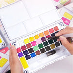 ชุดสีน้ำพร้อมพู่กันสีน้ำ - ปากกาสีเม็ดสีแน่น อุปกรณ์วาดภาพ อุปกรณ์ศิลปะ ศิลปินมืออาชีพ สีพกพา 12 18 24 36 สี