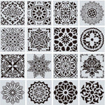16 Stencil for Painting - Mandala Stencil - Wall Stencils - Pochoir Mandala Schablone - Tile Stencil - Dotting Dot Decorative Floor Stencil