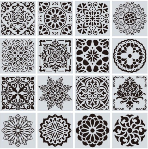 16 Stencil for Painting - Mandala Stencil - Wall Stencils - Pochoir Mandala Schablone - Tile Stencil - Dotting Dot Decorative Floor Stencil