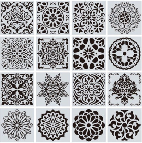 16 Stencil for Painting - Mandala Stencil - Wall Stencils - Pochoir Mandala Schablone - Tile Stencil - Dotting Dot Decorative Floor Stencil