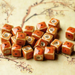 Ceramic Beads - Chinese Porcelain Beads - Cube Eads - Jewelry Necklace Making Making Spacer Beads