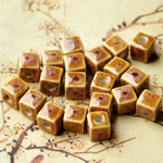 Ceramic Beads - Chinese Porcelain Beads - Cube Eads - Jewelry Necklace Making Making Spacer Beads