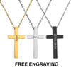 Personalized Cross Necklace for Men Women - Custom Cross Necklace - Engraved Black Cross - Name Necklace - Collier Homme Graver Croix