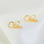 Custom Name Earring - Personalized Stud Earrings - Dainty Minimalist - Gift for Her Wife Girlfriend Bridesmaid - Birthday Anniversary