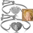 Custom Photo Bracelet - Personalized Photo Engraved Bracelet for Women - Heart Charm - Gift for Her Wife Girlfriend - Birthday Anniversary