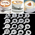 16 Pcs Coffee Stencil Set - Cappuccino Stencil -  Barista Tools - Cappuccino Schablone - Kaffee Schablone - Coffee Making - Coffee Lover