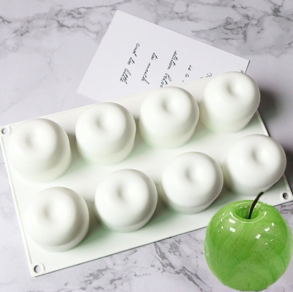 8 Cavity Apple Silicone Mold - Candy Apple Mould - 3d Soap Mold - Moule Silicone Savon - Candy Making Mold - Fruit Candle Dessert Resin