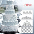 4 Pcs Cake Lace Stencil Craft Decorating Tool Damask Border Side Cupcake Sugarcraft Decoration Mould Baking Supply Princess Queen Birthday