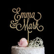 Topo de Bolo Personalizado para Casamento - Topo de Bolo Personalizado com Glitter - Decoração de Bolo Sr. e Sra.