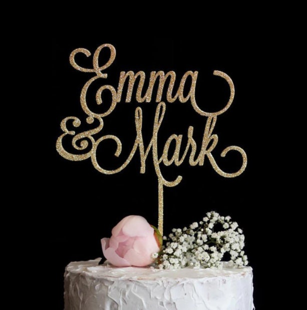 Custom Cake Toppers for Wedding - Personalized Wedding Cake Topper with Glitter - Mr and Mrs Cake Decoration