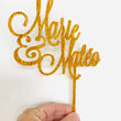 Topo de Bolo Personalizado para Casamento - Topo de Bolo Personalizado com Glitter - Decoração de Bolo Sr. e Sra.