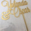 Topo de Bolo Personalizado para Casamento - Topo de Bolo Personalizado com Glitter - Decoração de Bolo Sr. e Sra.