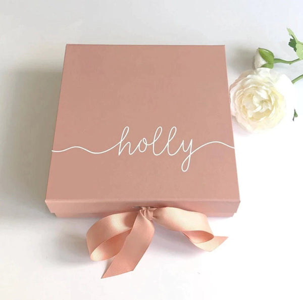 Caixa de Embalagem Personalizada - Caixa de Presente Personalizada com Nome em Ouro Rosa - Caixa de Presente para Damas de Honra - Caixa de Recordações - Caixa de Aniversário - Caixa de Memórias